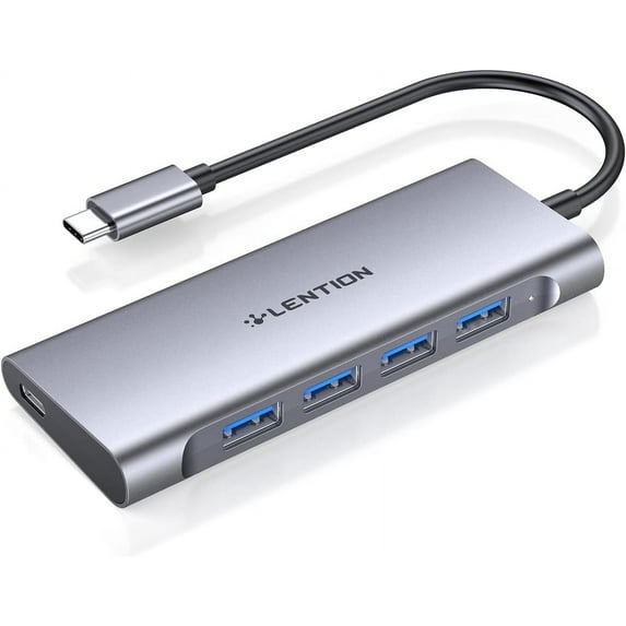 LENTION USB C Hub with 4 USB 3.0&Type C Charging Multiport Adapter Compatible MacBook,Windows,Chrome(C31,Gray)