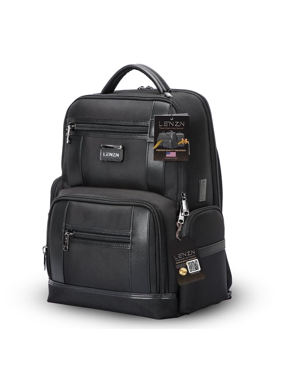 Business & Laptop Backpack with USB Charger Port, Unisex, Durable Ballistic Nylon, Water Resistant
