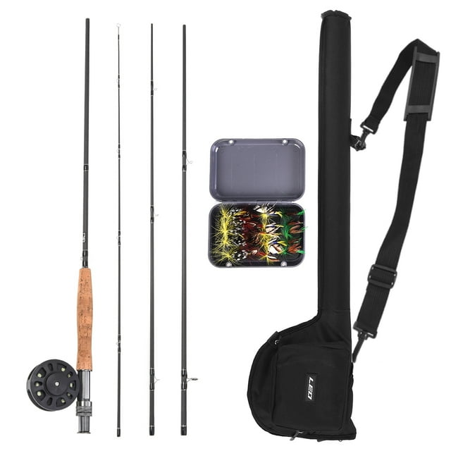 Leo ABS Lightweight, Ultra-Portable 9' Fly Fishing Rod and Reel Combo 4-Piece Rod