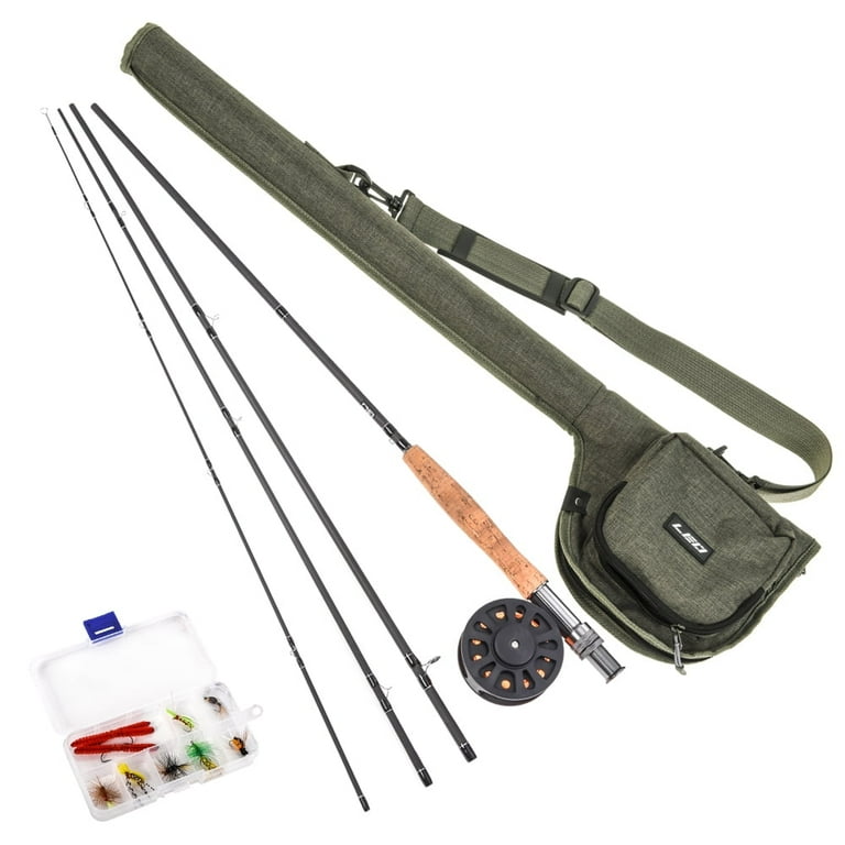 Leo 9' Fly Fishing Rod and Reel Combo, 4-Piece Carbon Fiber Rod