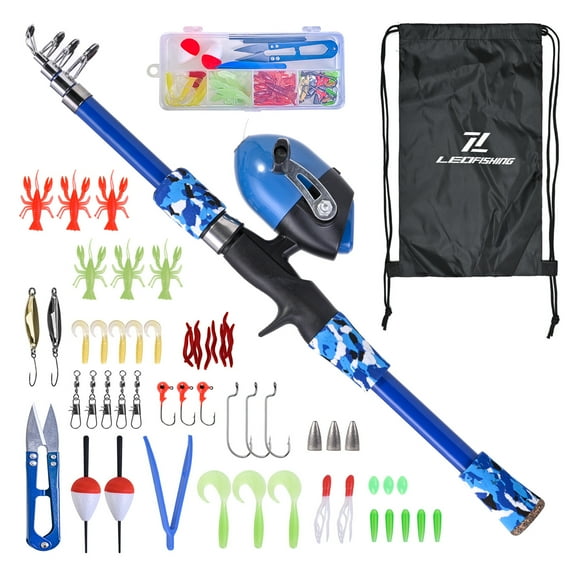 LEO FISHING FISHING Kids Fishing Pole, Telescopic Fishing Rod and Reel Full Kits, Youth Fishing Pole Fishing Gear for Kid
