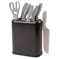 thumbnail image 1 of LEO Set of 6pc Universal Knife Block Stainless Steel Non-stick Blade PP Block (7Pc Black/Gray), 1 of 9