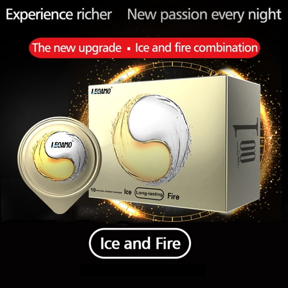 LEOAMO Ultra Thin & Natural Feeling Natural Latex Sexual Condoms # Ice& Fire 10 Count