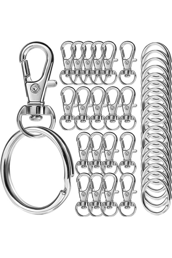 100PCS Keychain Clip and Key Ring, Lobster Claw Clasps, Keychains, Key Chain Rings and Key Chain Hooks, Metal Keyrings, Keychain Kit for Crafts
