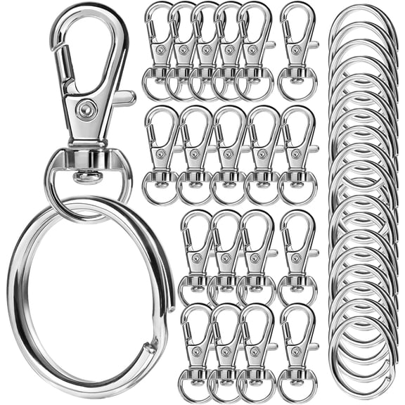 Keychains, 40PCS Key Rings and Keychain Clip, Key Chain Ring and Key Chain Hooks, Keychain Making Kit, for DIY Crafts