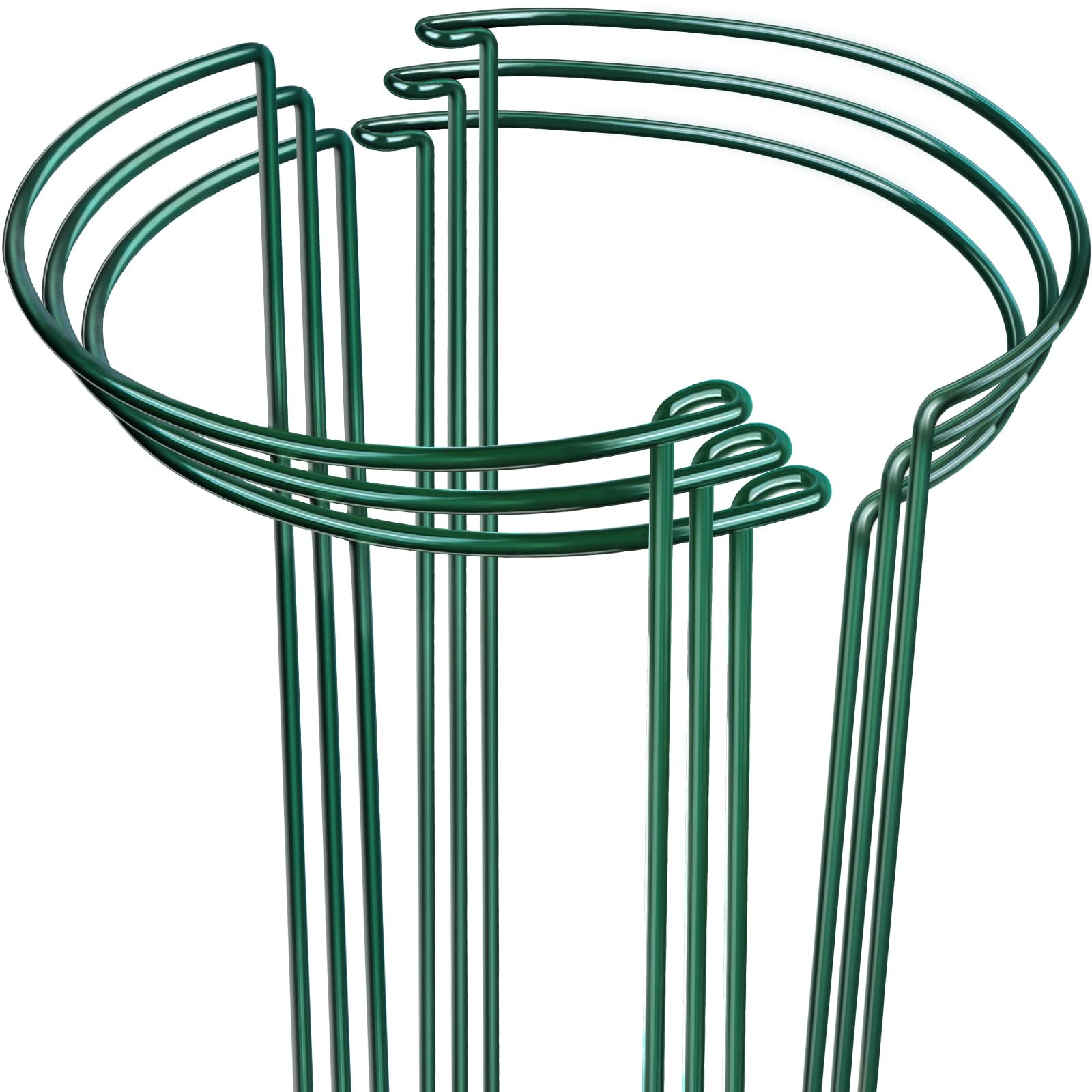 Green Metal Plant Support Stakes for Outdoor Plants, 15.7" H