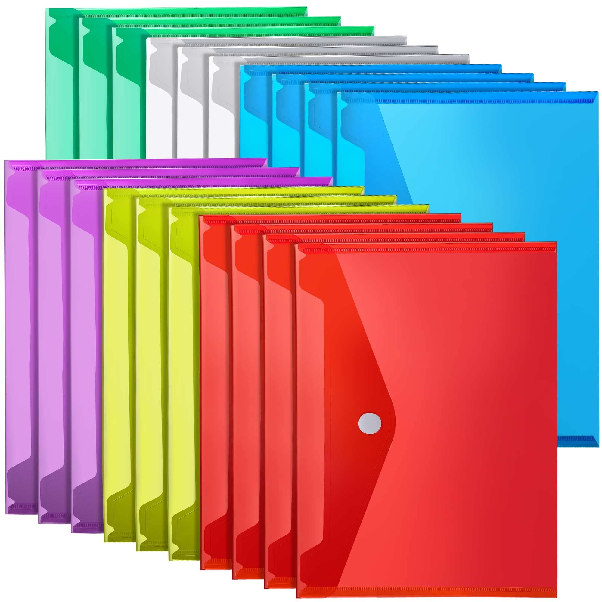 LEOBRO Plastic File Folders for Documents, 20 PCS Plastic Envelopes ...