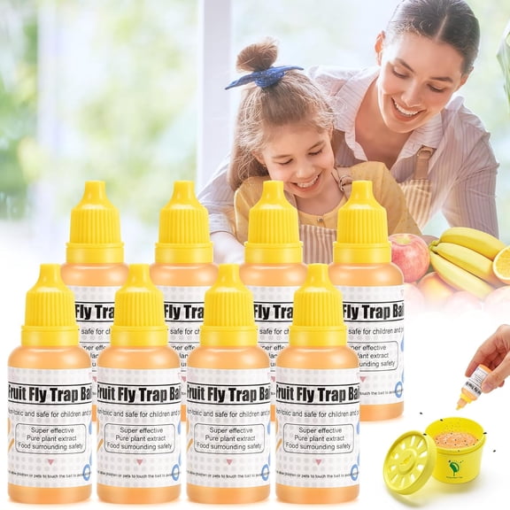 LEOFI Fruit Fly Trap Refill Liquid Only 8 Pack, Flying Insect Trap Refill, Safer Home Fly Trap Refill Compatible Bait for Kitchen, Indoor & Outdoor Use, 0.68 oz Each