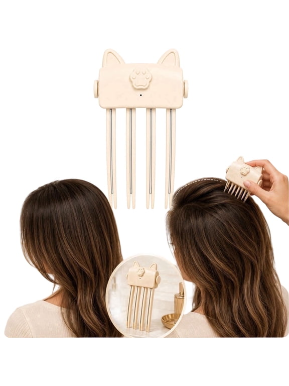 Heated Root Lifter USB Rechargeable, Wireless Heated Volumizing Clip for Bangs & Crown Volume, 2 Heat Settings, Portable Hair Root Lift Styling Tool, Beige