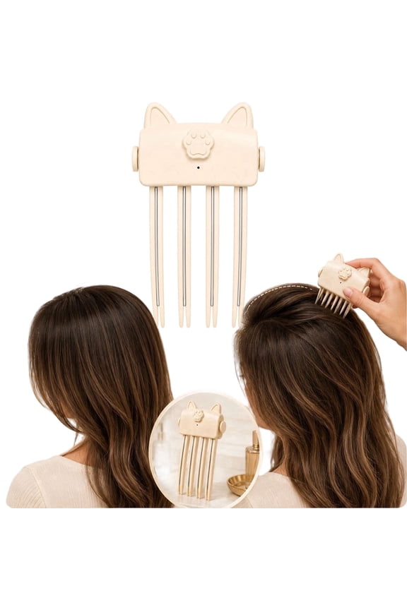 Heated Root Lifter USB Rechargeable, Wireless Heated Volumizing Clip for Bangs & Crown Volume, 2 Heat Settings, Portable Hair Root Lift Styling Tool, Beige