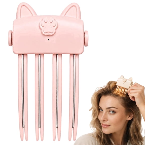 LEOFI Heated Root Lifter USB Rechargeable, Wireless Heated Volumizing Clip for Bangs & Crown Volume, 2 Heat Settings, Portable Hair Root Lift Styling Tool, Pink & Beige