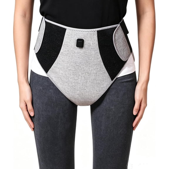LEOFI Portable Waist Massager Wrap with Heat Function, Wearable Abdominal Massage Belt with Adjustable Strap and Power Adapter