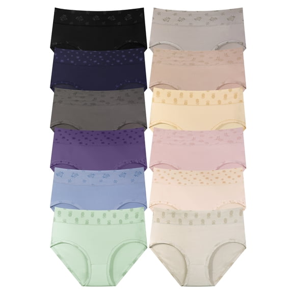 LEOKE 12 Pack Underwear for Women Plus Size XL-5XL High Waisted Panties Ladies Stretch Briefs