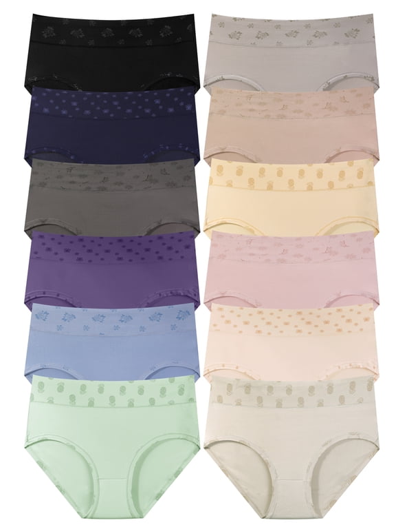 12 Pack Women's Underwear Sizes 8-12 High Waisted Panties Ladies Stretch Briefs