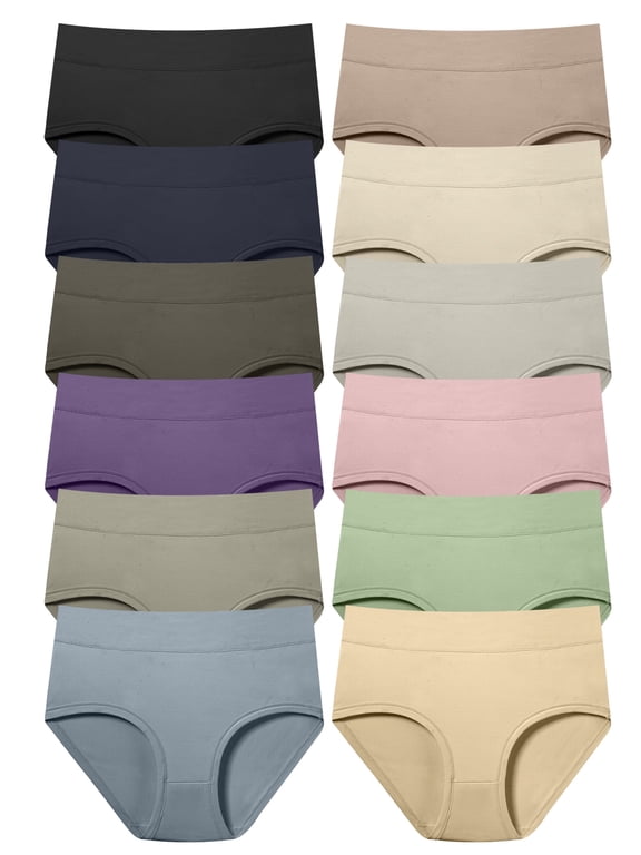 12 Pack Women's Underwear Sizes 8-12 High Waisted Panties Ladies Stretch Briefs