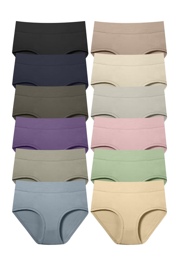 12 Pack Underwear for Women Plus Size XL-5XL High Waisted Panties Ladies Stretch Briefs