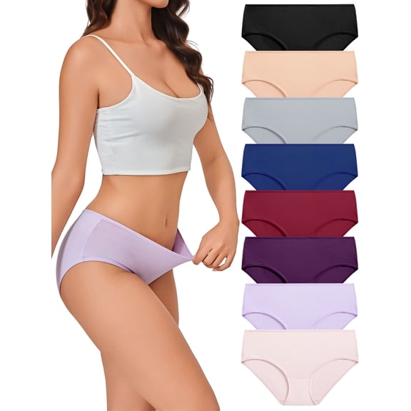 LEOKE 8 Pack Hipster Panties for Women Soft Stretch Briefs Ladies Underwear, Sizes XS-3XL