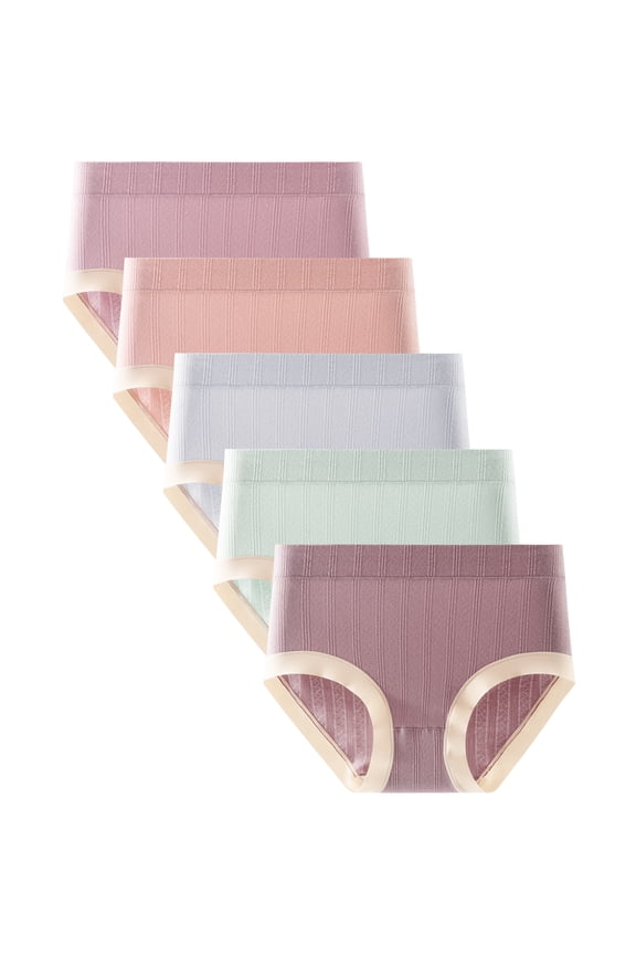 Cotton Underwear for Women High Waisted Full Coverage Briefs Ladies Panties 5 Pack Random Color, Size 7