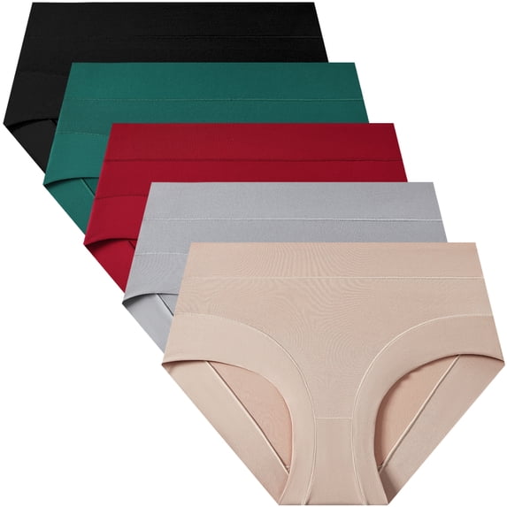 LEOKE Panties for Women High Waisted Underwear Ladies Briefs 5 Pack, Size 7