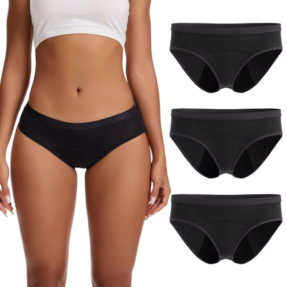 LEOKE Women's Period Underwear, Reusable Menstrual Leakproof Panties 3 Pack, XS-2XL