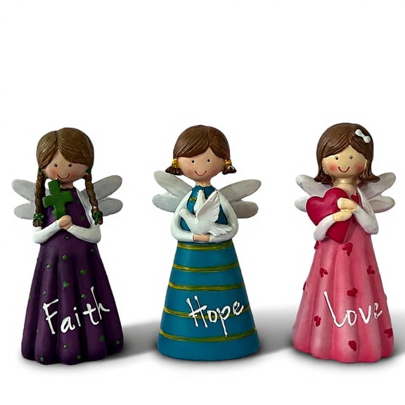 DJGIFI Angel Figurines Set of 3, Faith, Hope, Love, Resin, 12 cm