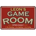 thumbnail image 1 of LEON'S Game Room Sign Vintage Look 16 x 24 Matte Finish Metal 116240001253, 1 of 1