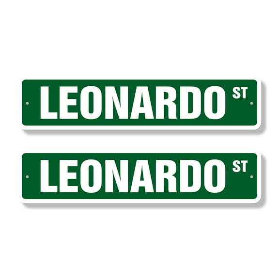 LEONARDO Classic Street Sign (2 Pack) Childrens Name Room Sign Road Sign | 4" X 18" Plastic Address Sign