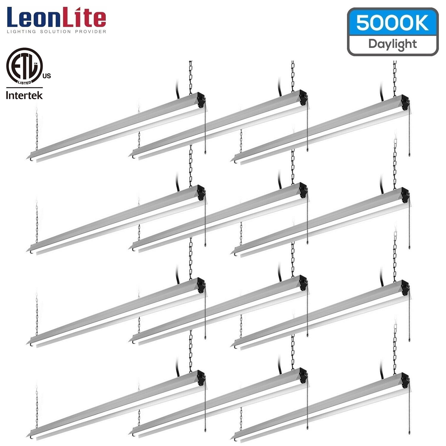 LEONLITE 12 Pack 4ft LED Utility Shop Lights, 40W Linear Lighting for Garage, Workbench Light