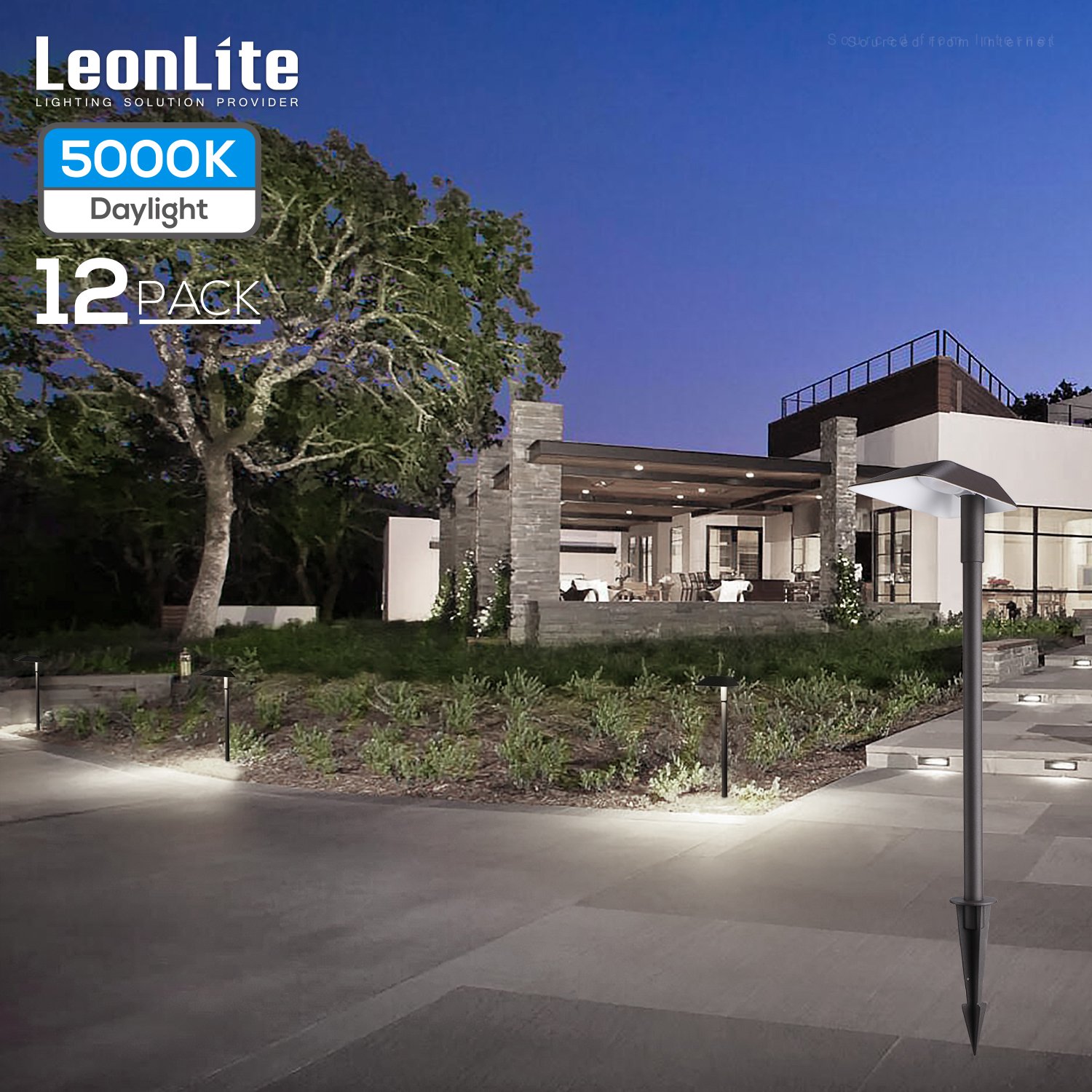 LEONLITE 12 Pack 5W LED Landscape Lighting, 12V15V AC/DC Low Voltage