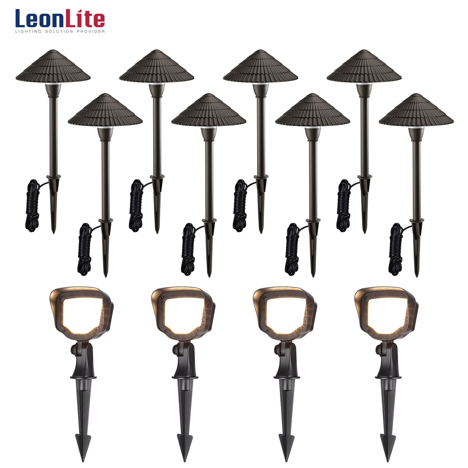 LEONLITE 12 Pack Aluminum LED Pathway Lighting Kit, Low Voltage