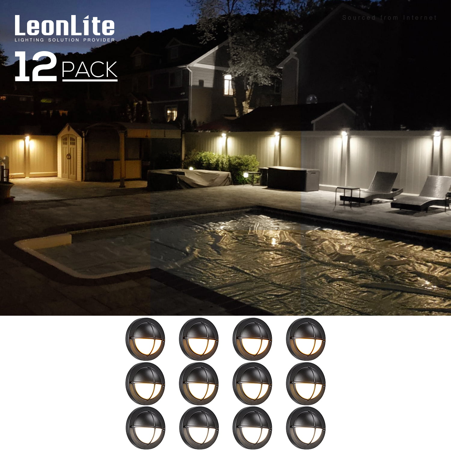 LEONLITE 12 Pack LED 1.5W Low Voltage Deck Lights, 2700K/3000K/4000K  Selectable, Outdoor Landscape Step Fence Light, IP65 Waterproof, Aluminium,  Black 