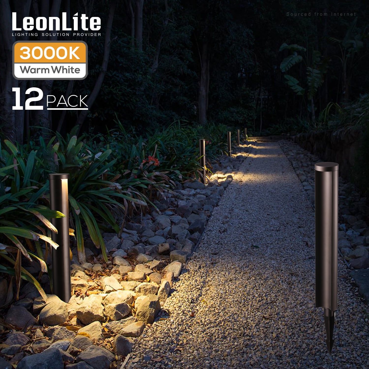 LEONLITE 12-Pack LED Landscape Pathway Light, Low Voltage Side Lit Path  lights, 5W, 12-24V, IP65 Waterproof, for Yard, Driveway, 3000K Warm White 