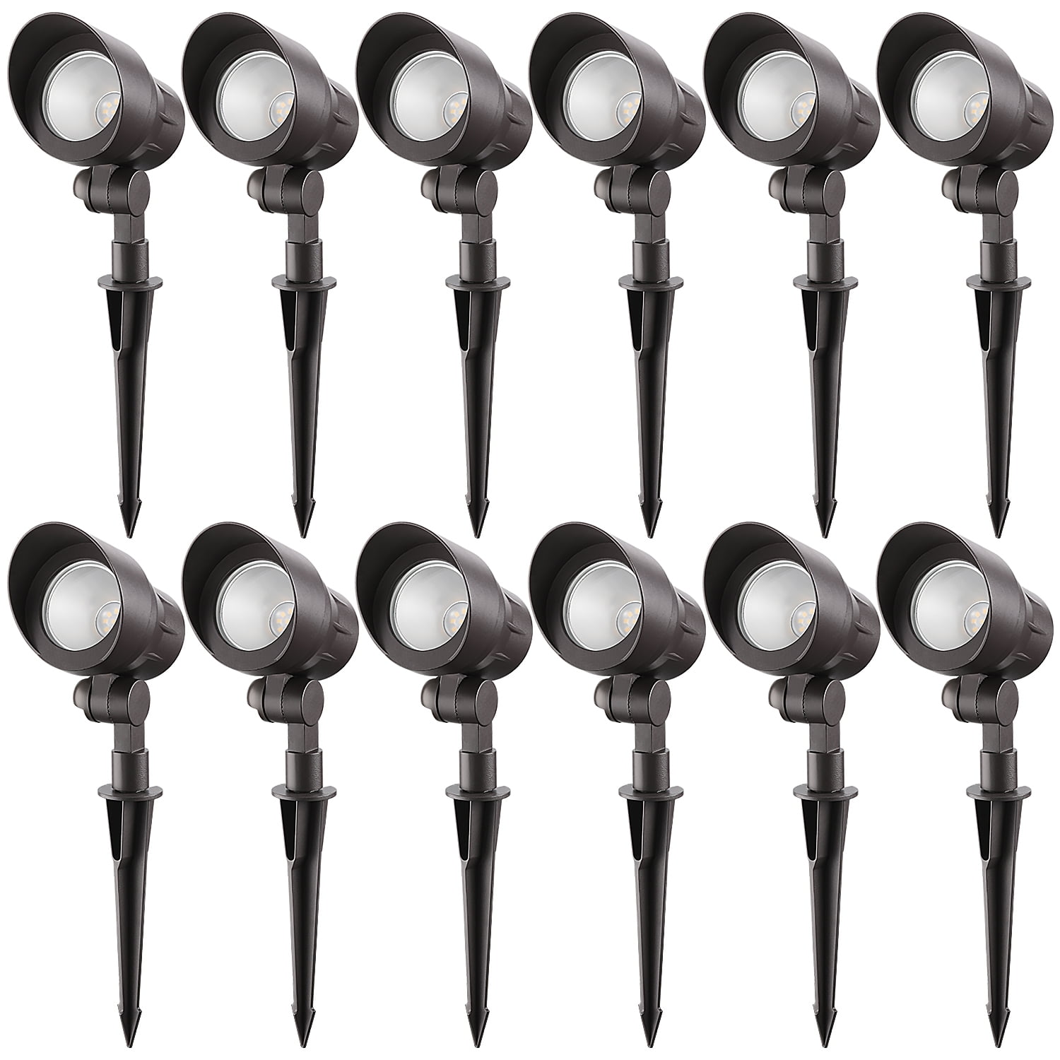 LEONLITE 12 Pack LED Outdoor Lawn Spotlight Light, 4W, IP65 Waterproof
