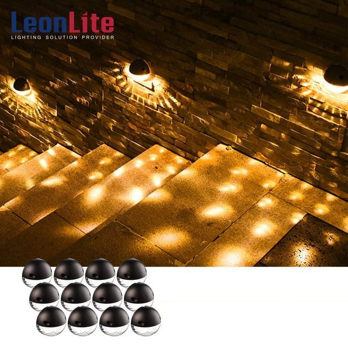 LEONLITE 12-Pack LED Stair Light, IP65 Waterproof Die-Casted Aluminum 3000K Warm White