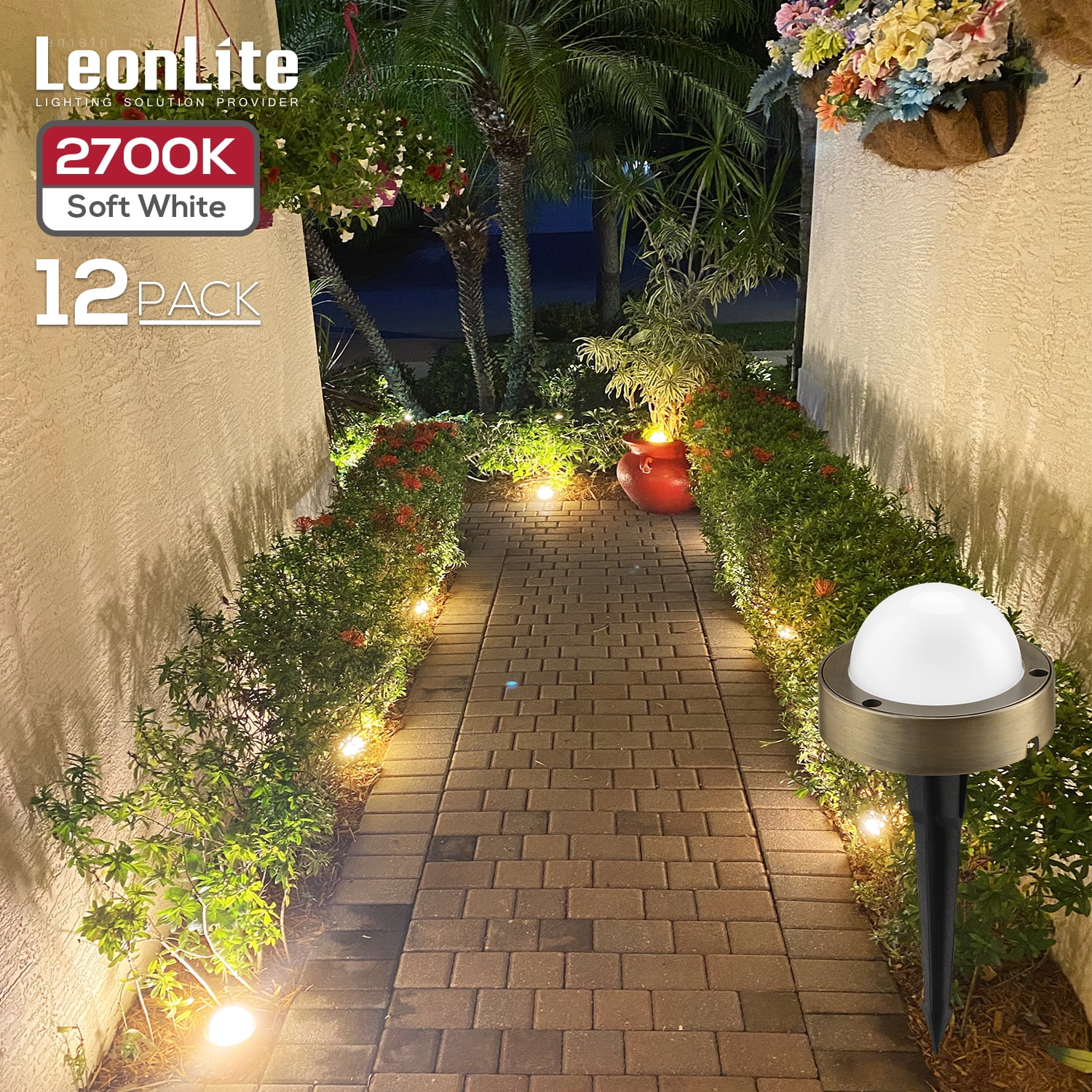 LEONLITE 12 Pack Low Voltage LED Landscape Lighting, 12V-24V LED