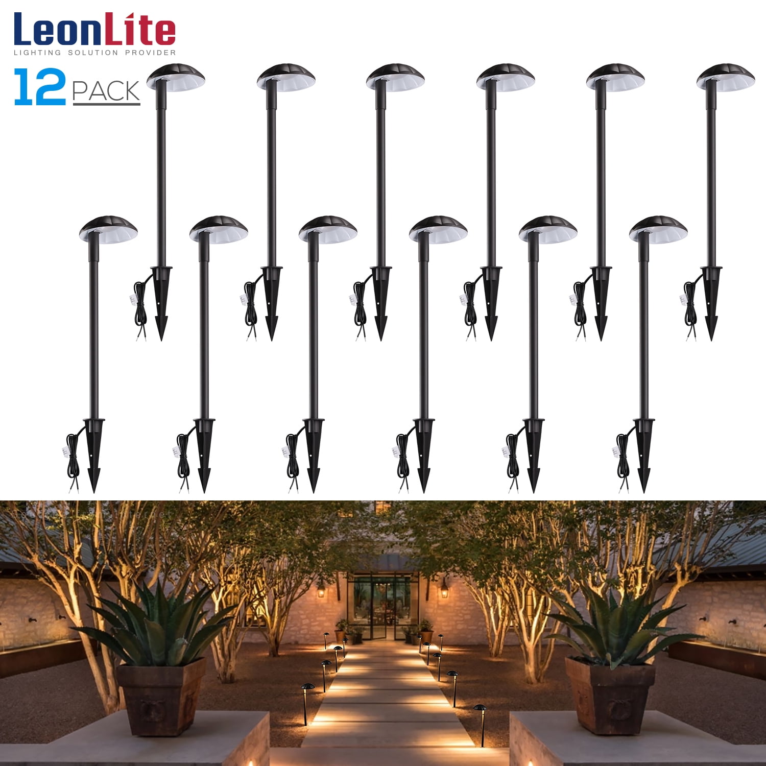 LEONLITE 12 Pack Low Voltage LED Landscape Lighting, 5W 12V Wired