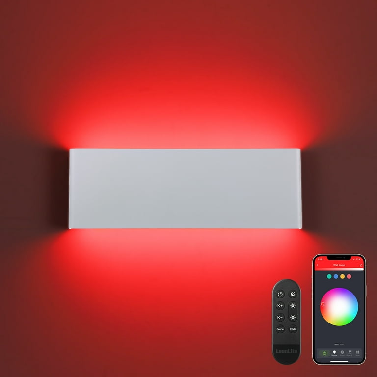 Leonlite 2 Pack 15.8 inch LED Wall Sconce Color Changing 5000k 2700k Dimmable Aluminum Up Down Wall Light Indoor Outdoor App Control White 83151