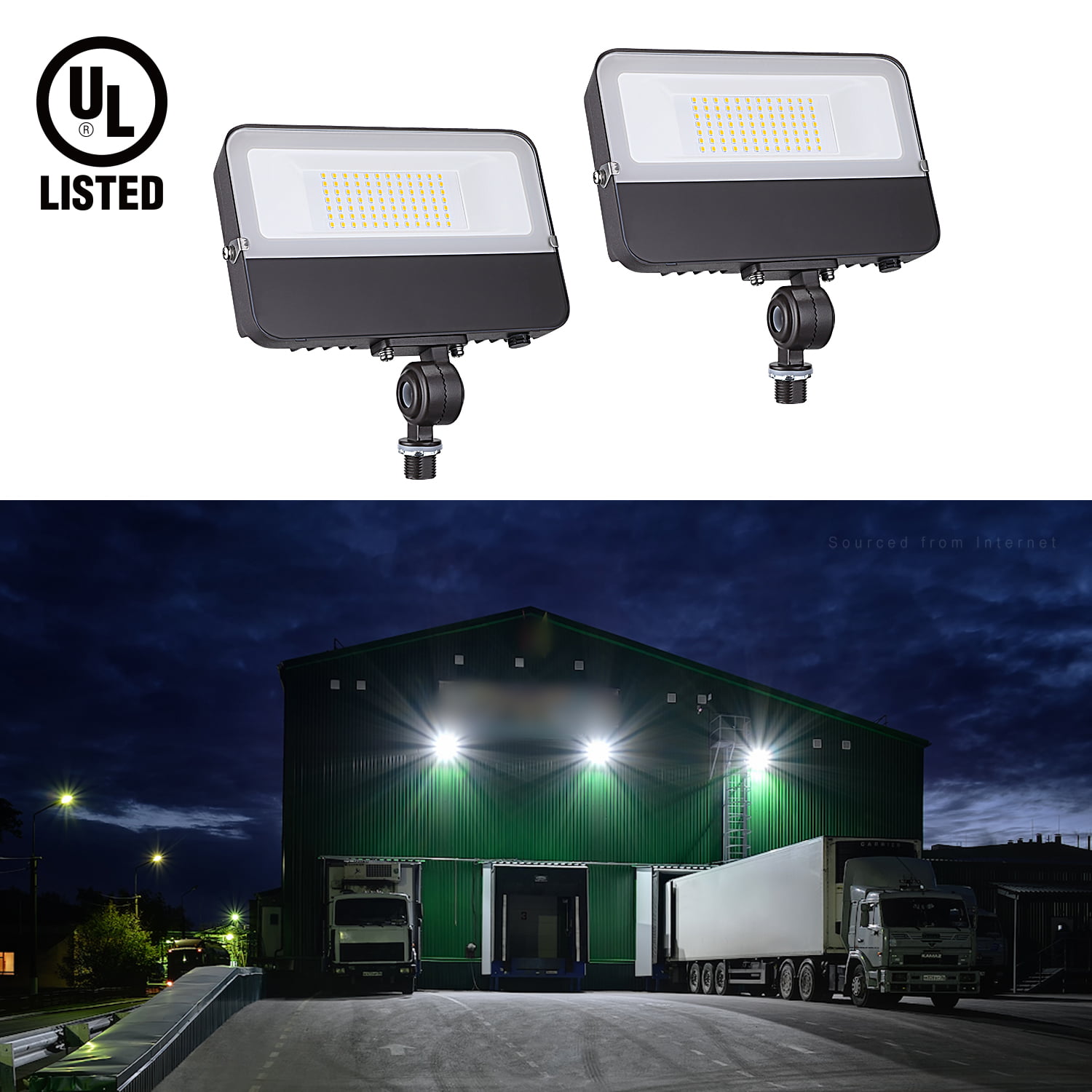 LEDMyplace 50W LED Flood Lights U-Bracket 6250 LM Super Bright 5700K IP65  Listed UL DLC Listed Outside Security Light for Garage Playground Yard  Patio