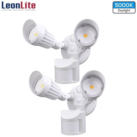 LEONLITE 2 Pack Motion Sensor LED Security Lights, Dusk to Dawn, 180° Beam Angle, 20W(150W Eqv.), Daylight
