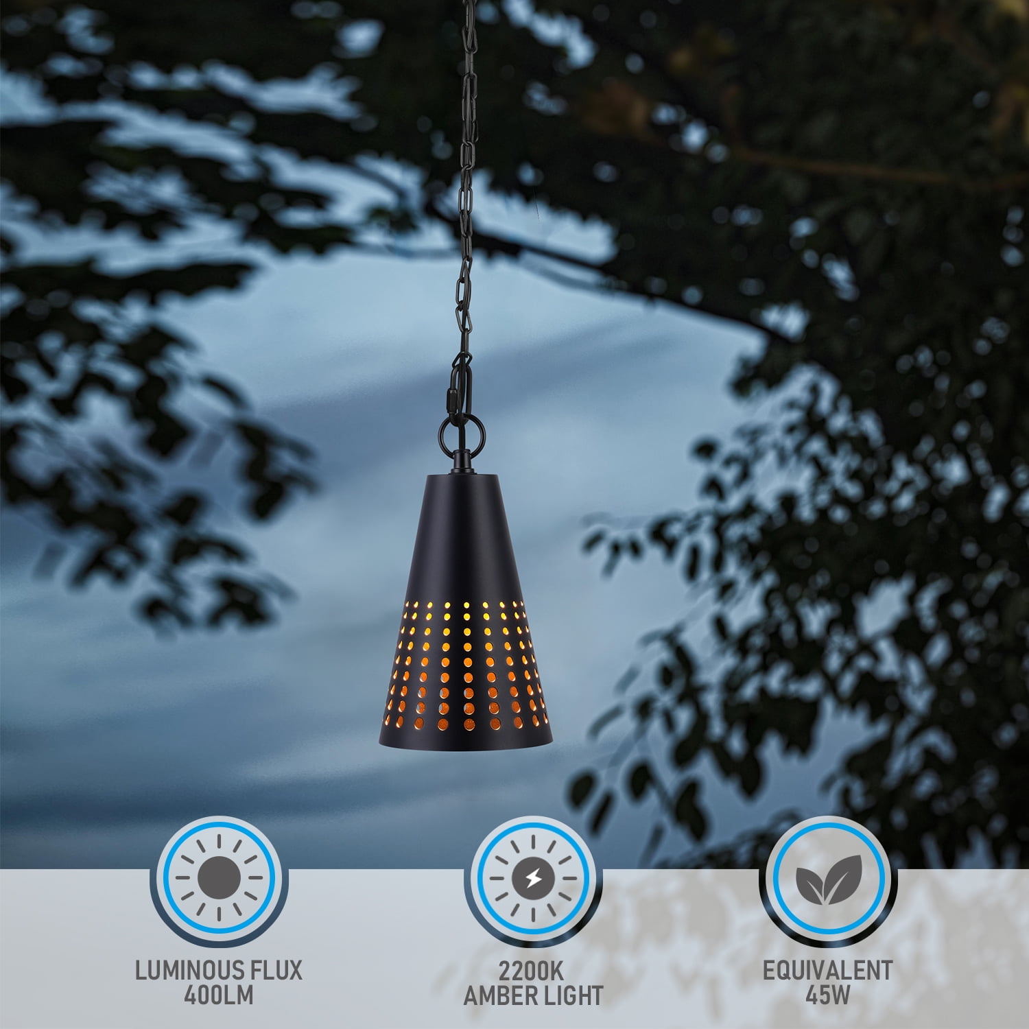 LEONLITE 2 Pack Outdoor Pendant Lights, 5W LED Low Voltage Hanging