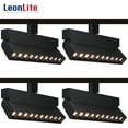 thumbnail image 1 of LEONLITE 24W Dimmable LED Track Lighting Heads, Rotatable 10 Heads LED Linear Track Light, Compatible with H Type Track System, 1300lm, 120W Eqv., CRI90, 3000K Warm White, Black, Pack of 4, 1 of 7