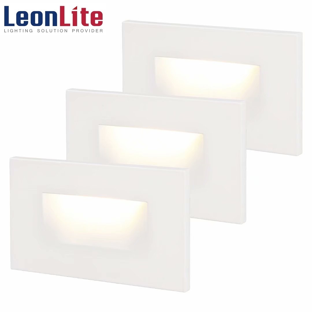 LEONLITE Pack LED Step Light, Indoor/Outdoor Stair Light, 3000K Warm  White, White