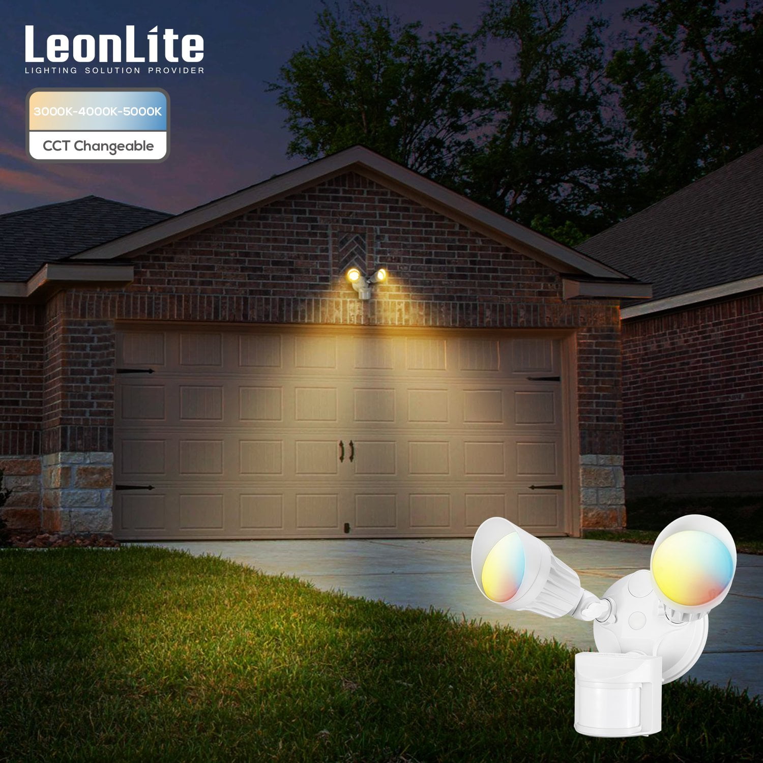 LEONLITE 3CCT Selectable LED Security Light, Motion Sensor LED Flood ...