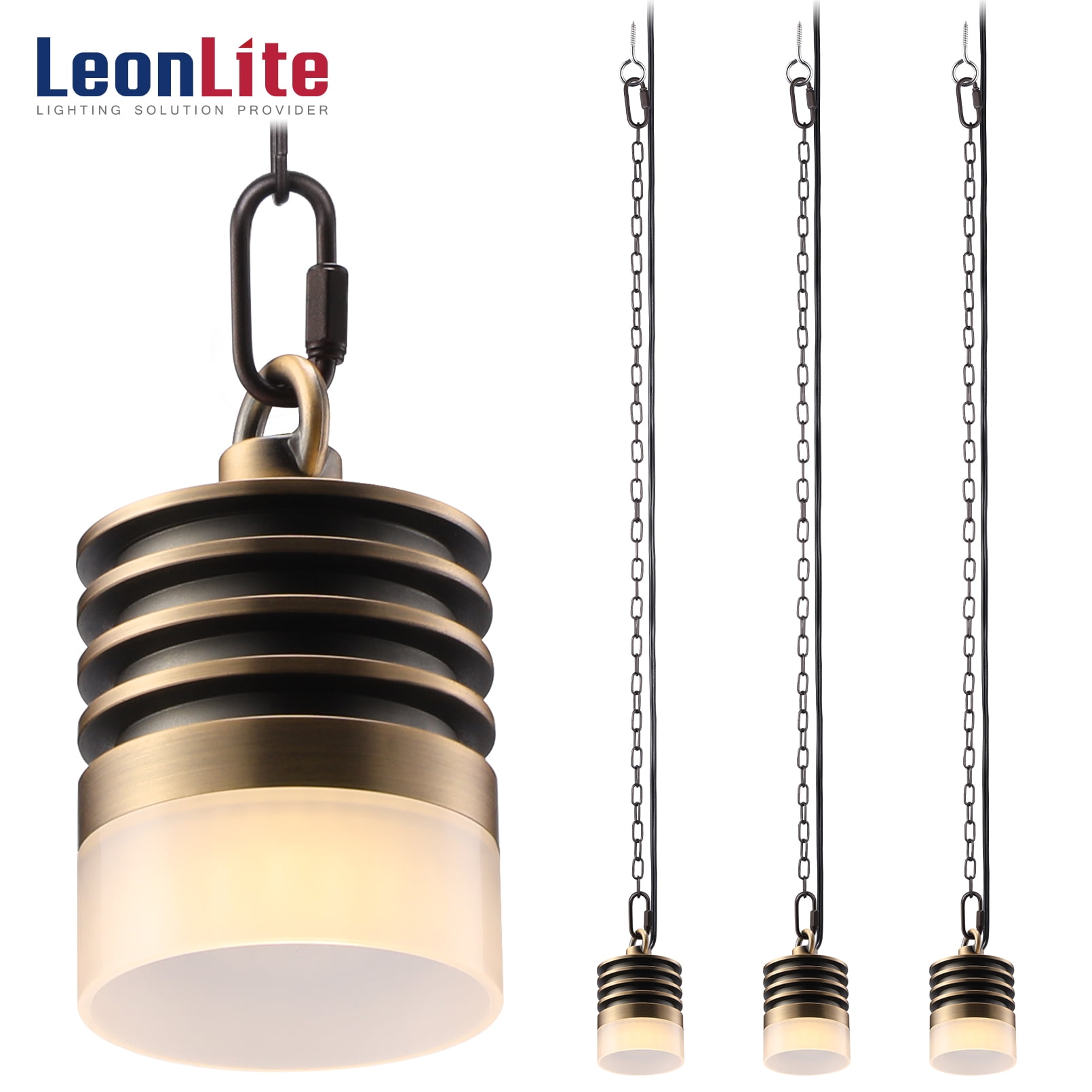 LEONLITE 4.5W 12V Outdoor Pendant Light, 4.29Inch Low Voltage Hanging Lights, Yellow, 2700K Soft White, UL Listed Cable, 5 Years Warranty, Pack of 4