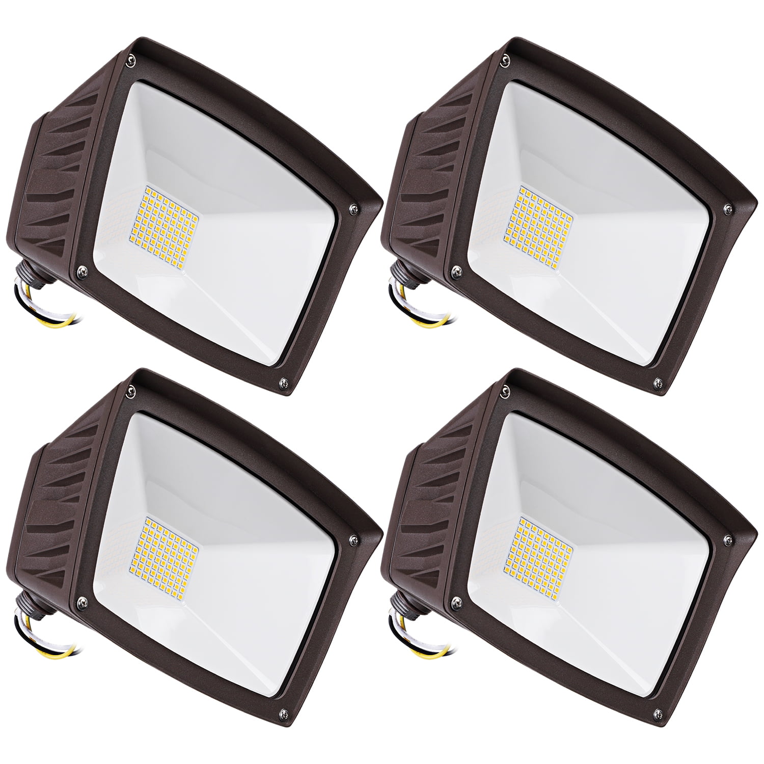 LEONLITE 4-Pack 40W LED Outdoor Flood Light with Knuckle Mount, 4800lm Wall  Washer Security Light, 350W Eqv., IP65 Waterproof, 5000K Daylight, for  Advertising Board, Yard, Parking Lot