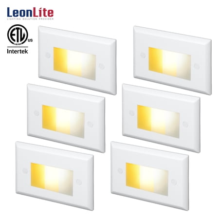LEONLITE 6 Pack 3CCT Dimmable 120-277V Step Light LED, 2700K/3000K/4000K Selectable, 2.5W Vertical Stair Light, IP65 Waterproof, White