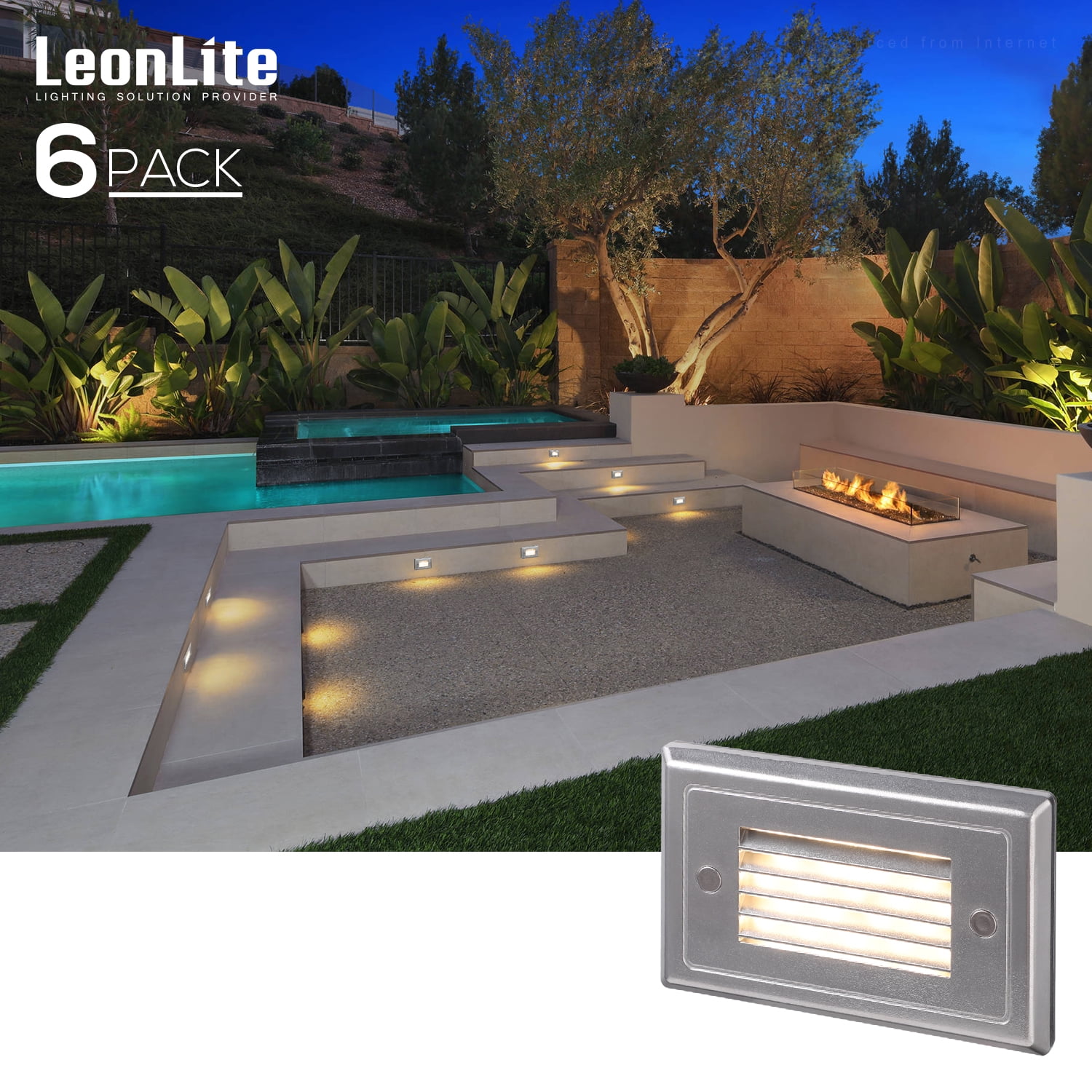LEONLITE Pack 3W Low Voltage LED Deck Light Surface Mount, IP65  Waterproof, 3000K Warm White