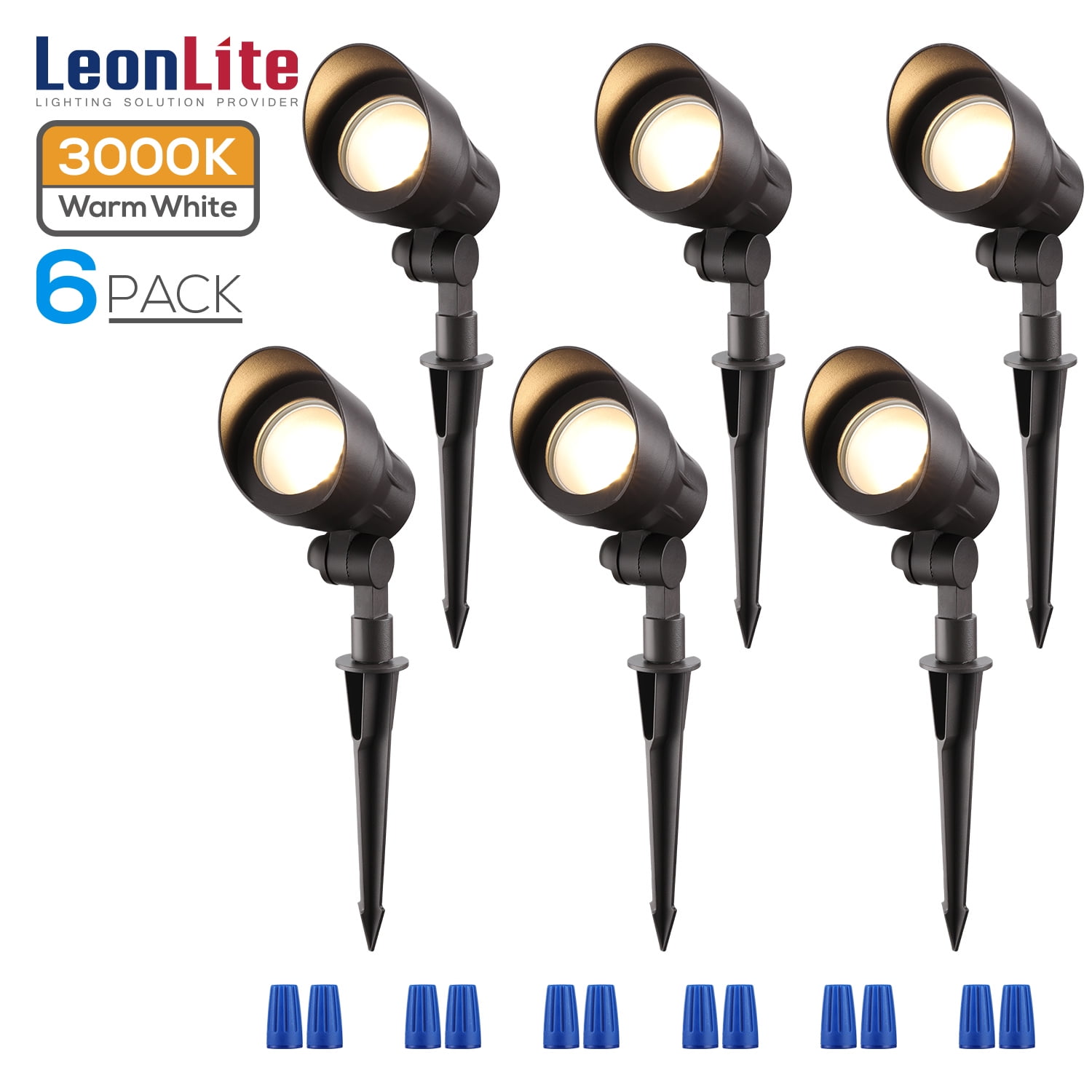 LEONLITE 6 Pack LED Outdoor Lawn Spotlight Light, 4W Pathway Landscape