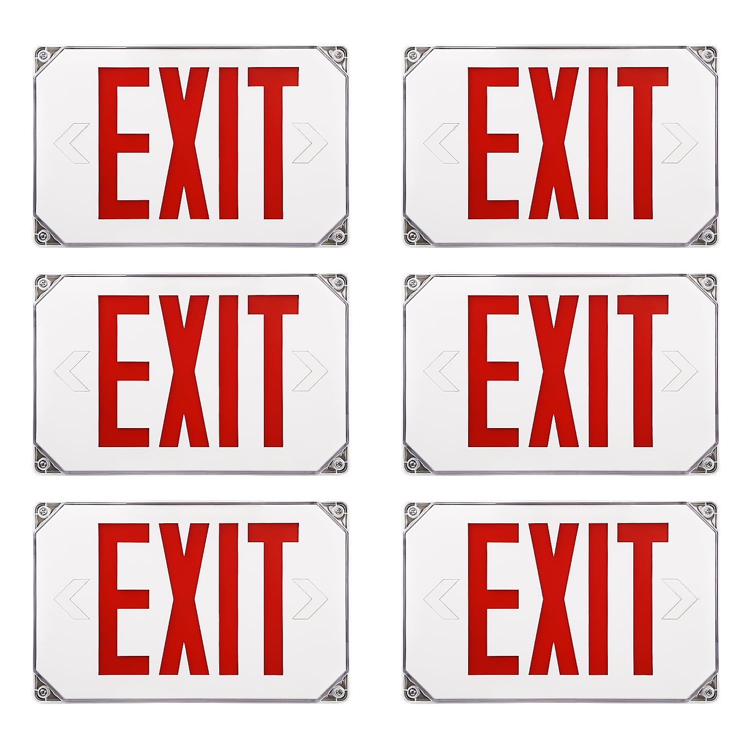 LEONLITE 6Pack Wet Location LED Exit Sign, Weatherproof Outdoor