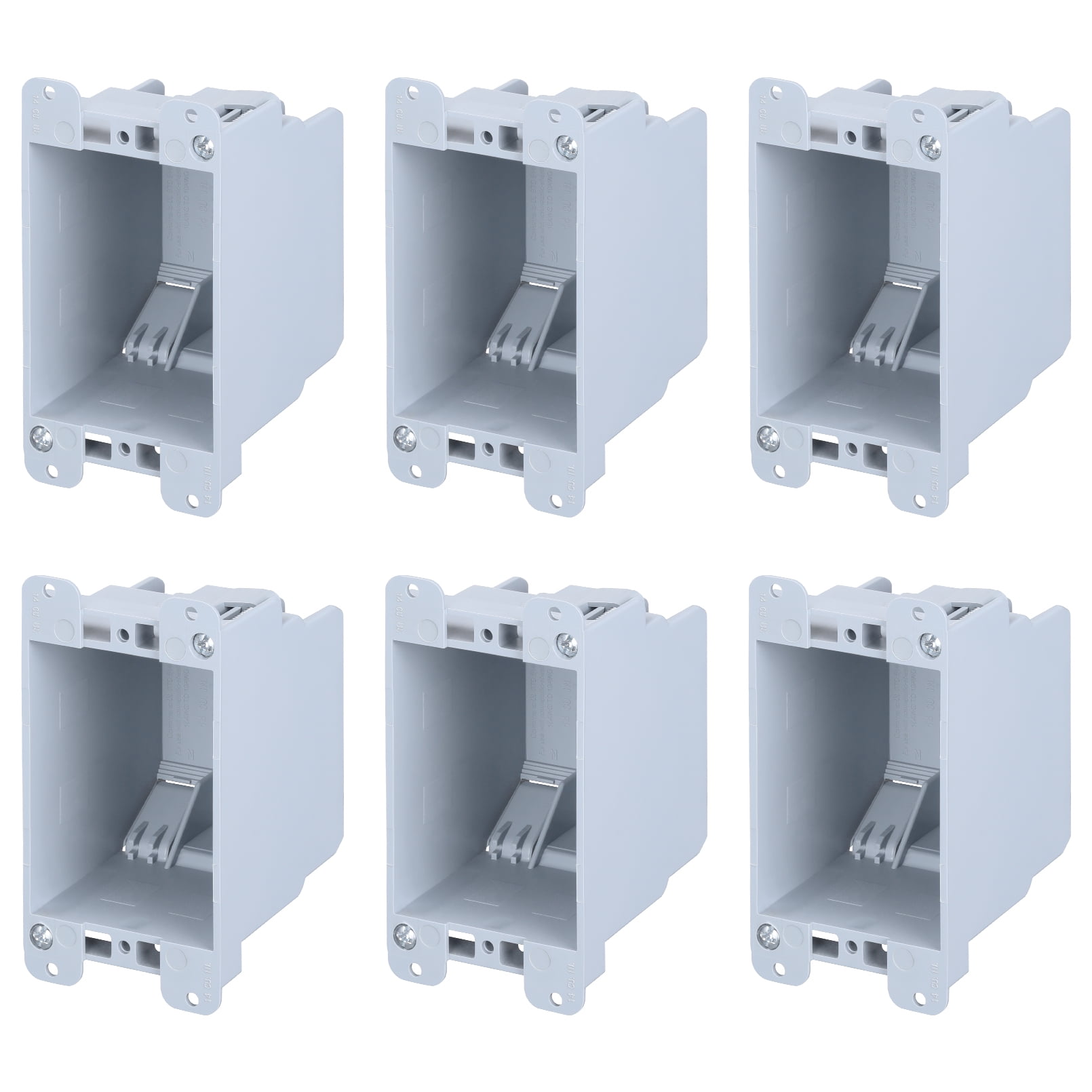 6 Pack One Gang Old Work Electrical Outlet Box, Standard 14 Cubic Inch Device Box, PVC Electrical Junction Box for Home Improvement, ETL Listed